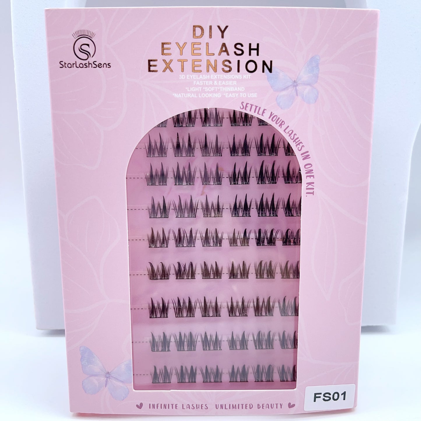 FS01 Self-adhesive Cluster Lashes (8mm-16mm mixed) D curl
