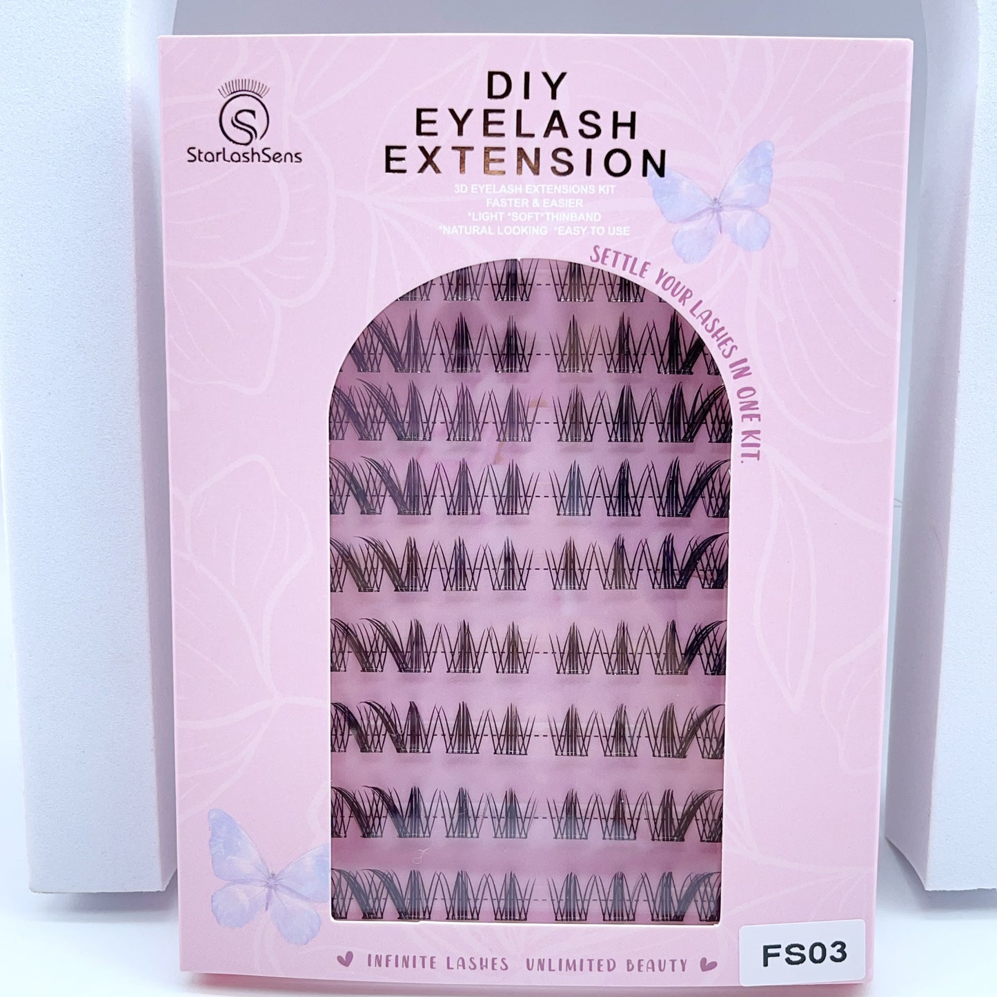 FS03 Self-adhesive Cluster Lashes (8mm-16mm mixed) D curl