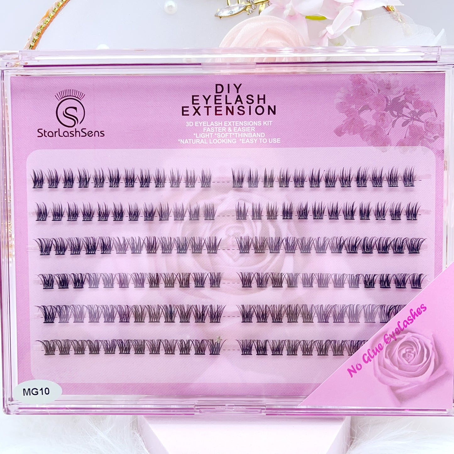 MG10 Self-adhesive Cluster Lashes (8mm-16mm mixed) D curl