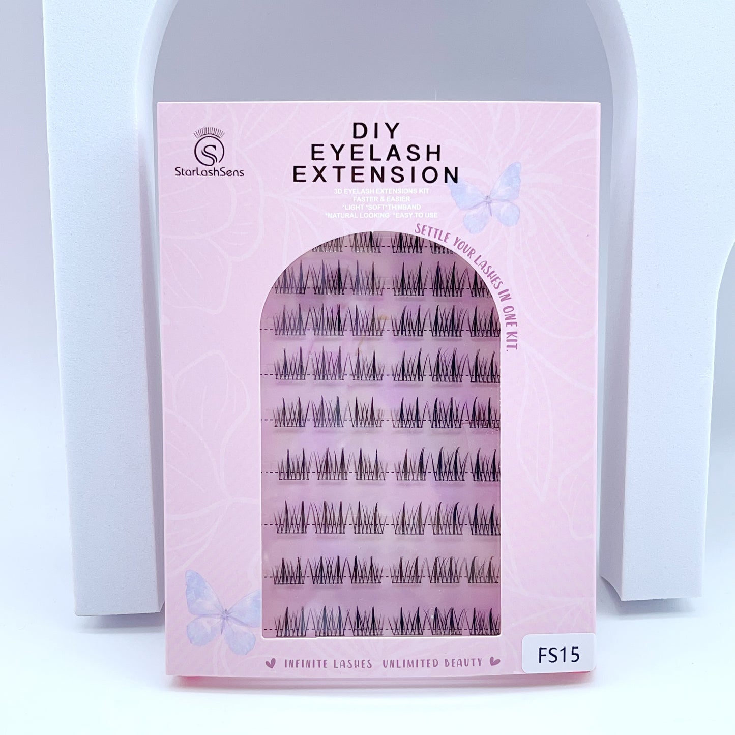 FS15 Self-adhesive Cluster Lashes (8mm-16mm mixed) D curl