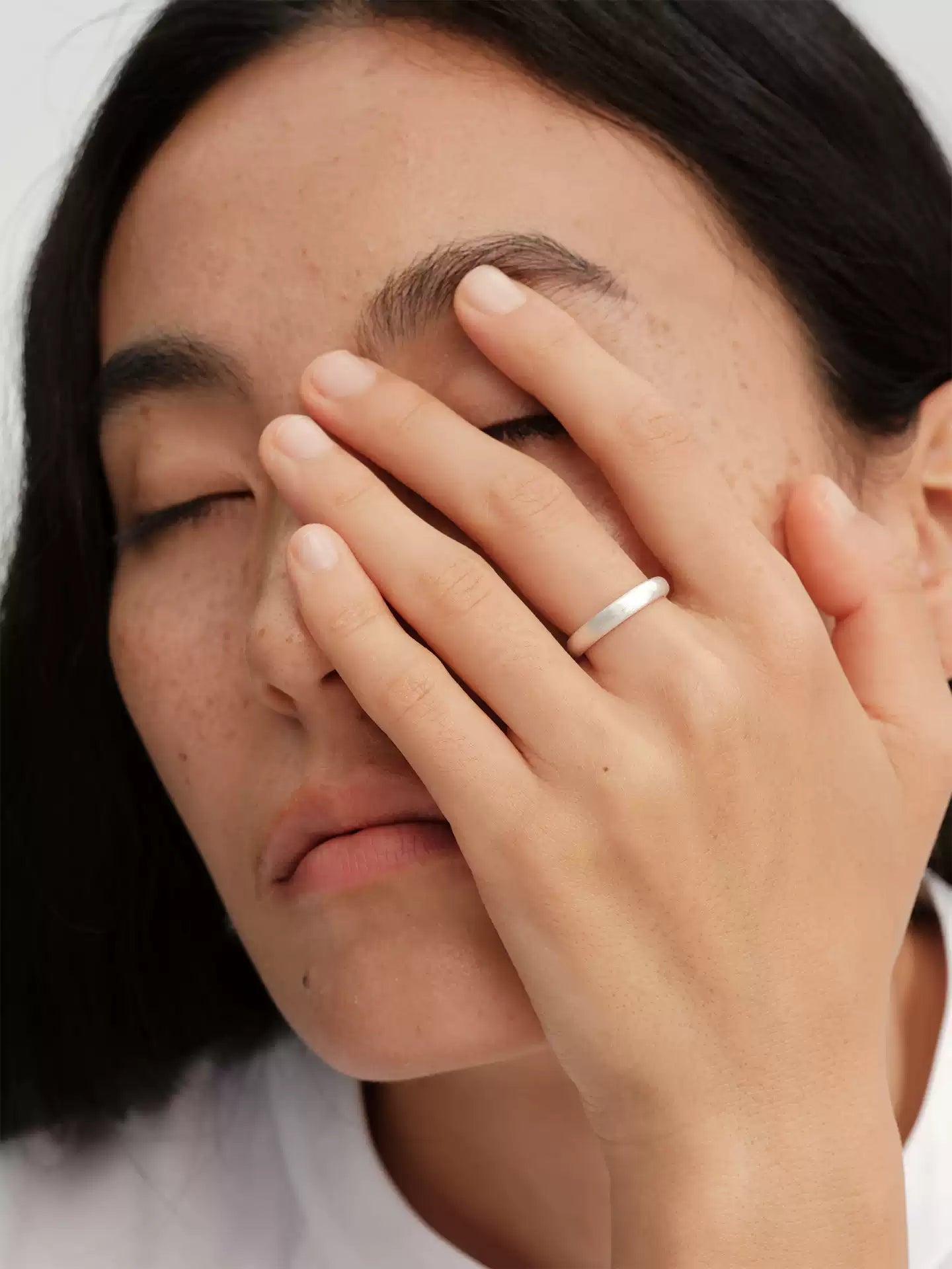 S925 pure silver minimalist hand-rubbed texture ring