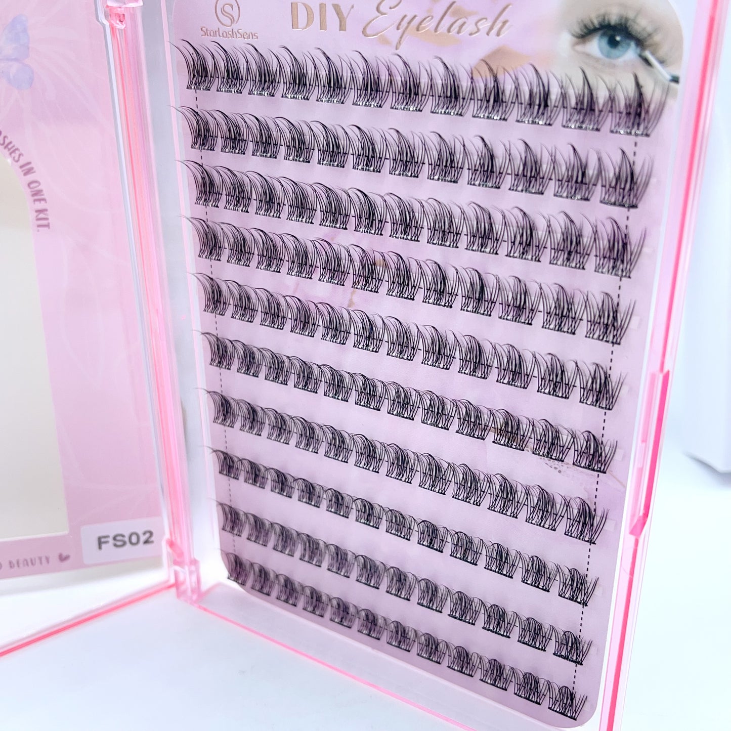 FS02 Self-adhesive Cluster Lashes (8mm-16mm mixed) D curl