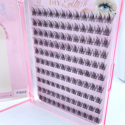 FS02 Self-adhesive Cluster Lashes (8mm-16mm mixed) D curl