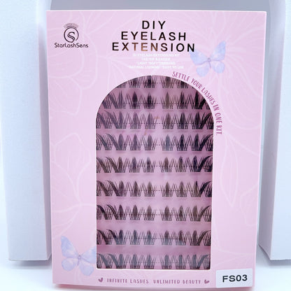 FS03 Self-adhesive Cluster Lashes (8mm-16mm mixed) D curl