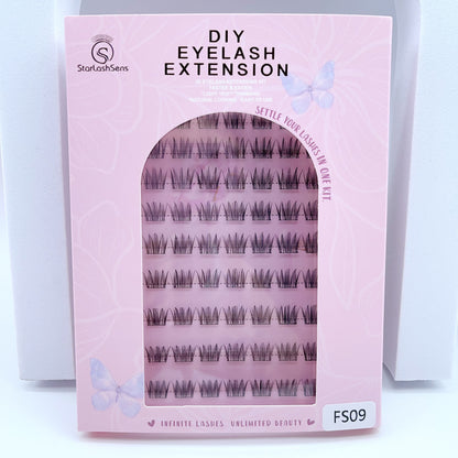 FS09 Self-adhesive Cluster Lashes (8mm-16mm mixed) D curl