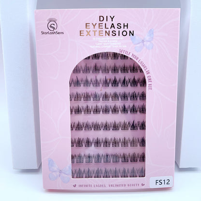 FS12 Self-adhesive Cluster Lashes (8mm-16mm mixed) D curl