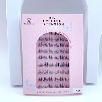 FS15 Self-adhesive Cluster Lashes (8mm-16mm mixed) D curl