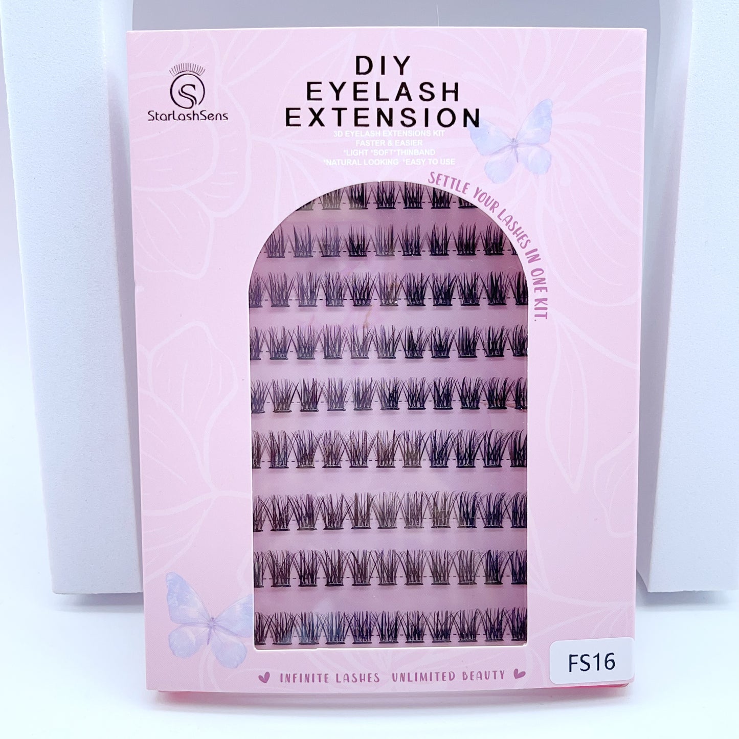 FS16 Self-adhesive Cluster Lashes (8mm-16mm mixed) D curl