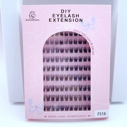 FS16 Self-adhesive Cluster Lashes (8mm-16mm mixed) D curl