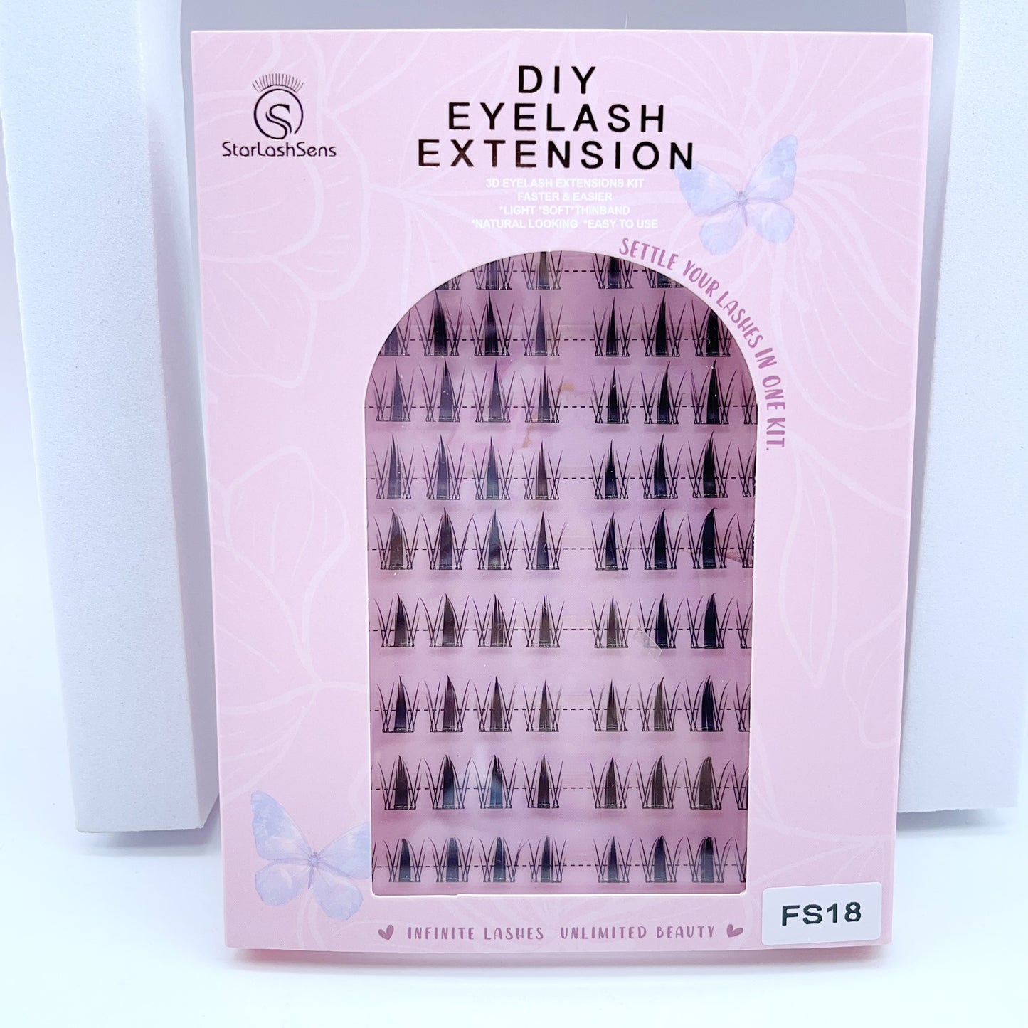 FS18 Self-adhesive Cluster Lashes (8mm-16mm mixed) D curl