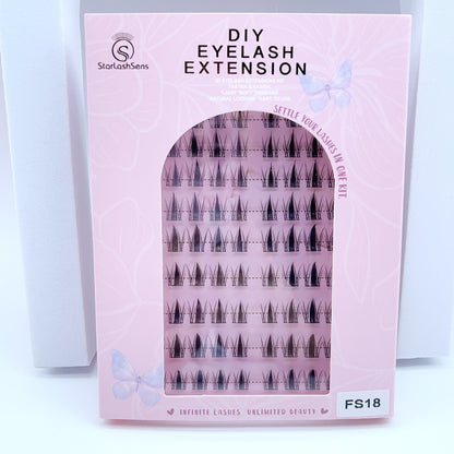 FS18 Self-adhesive Cluster Lashes (8mm-16mm mixed) D curl