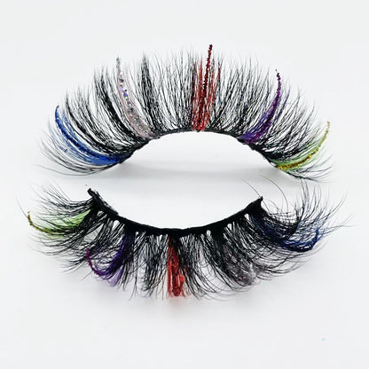 3D faux mink glitter color lashes D109-24356CS