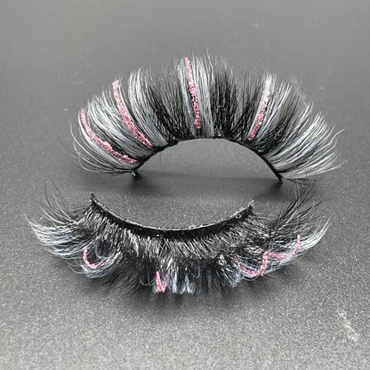 3D faux mink glitter color lashes D8109-85CS