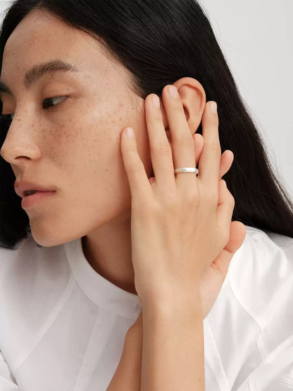 S925 pure silver minimalist hand-rubbed texture ring