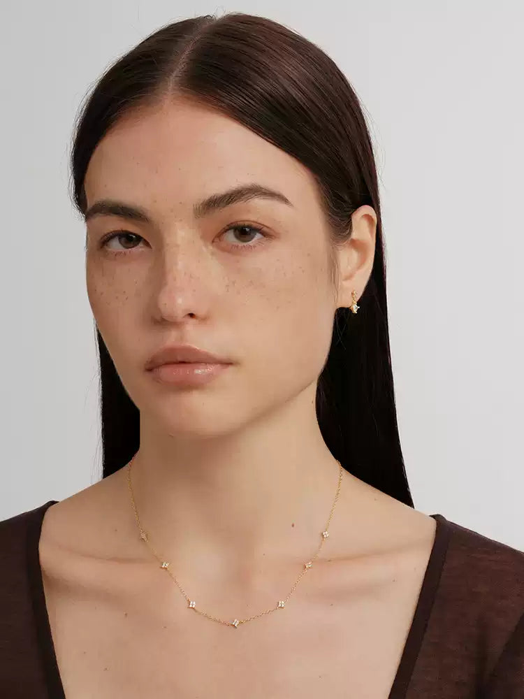 S925 pure silver mini four-leaf clover diamond necklace