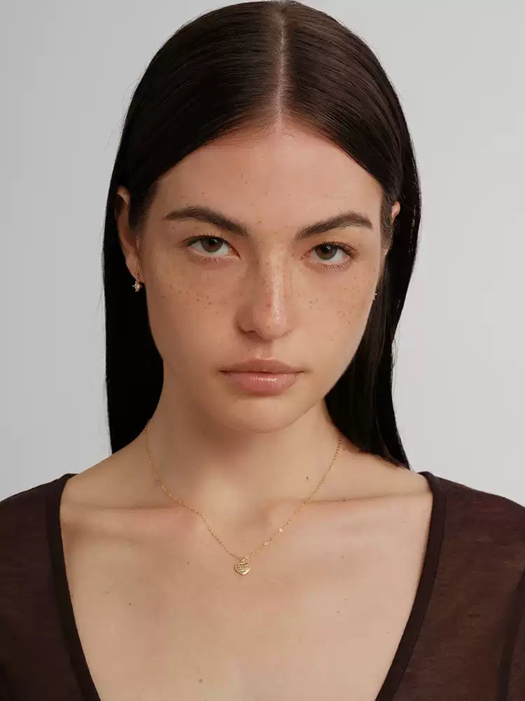 S9252 Pure Silver ILOVEYOU Heart Engraved Necklace