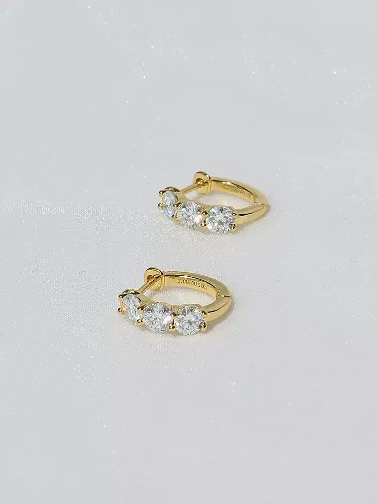 S925 pure silver round diamond classic simple ear loop