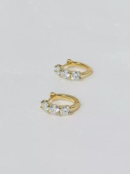 S925 pure silver round diamond classic simple ear loop