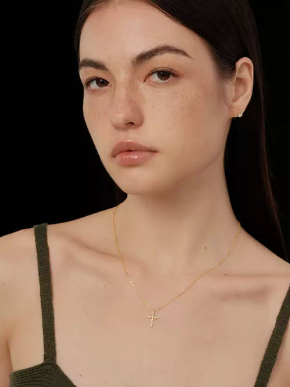 S925 pure silver mini cross necklace