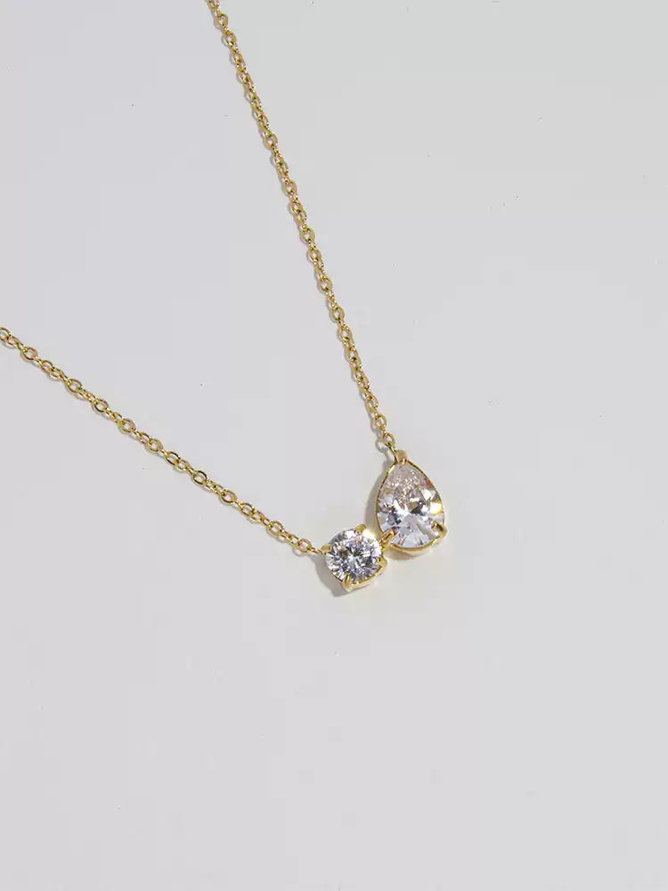 Waterdrop round diamond collar necklace