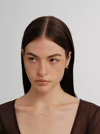 S925 pure silver mini four-leaf clover diamond necklace