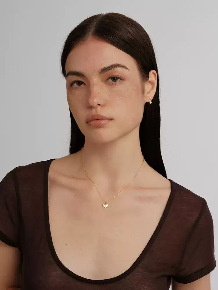 S9252 Pure Silver ILOVEYOU Heart Engraved Necklace