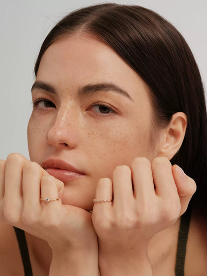 Pure 14k gold mini six-prong set diamond ring