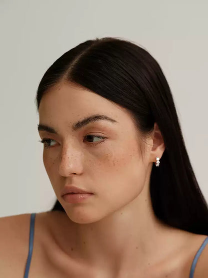 S925 pure silver round diamond classic simple ear loop