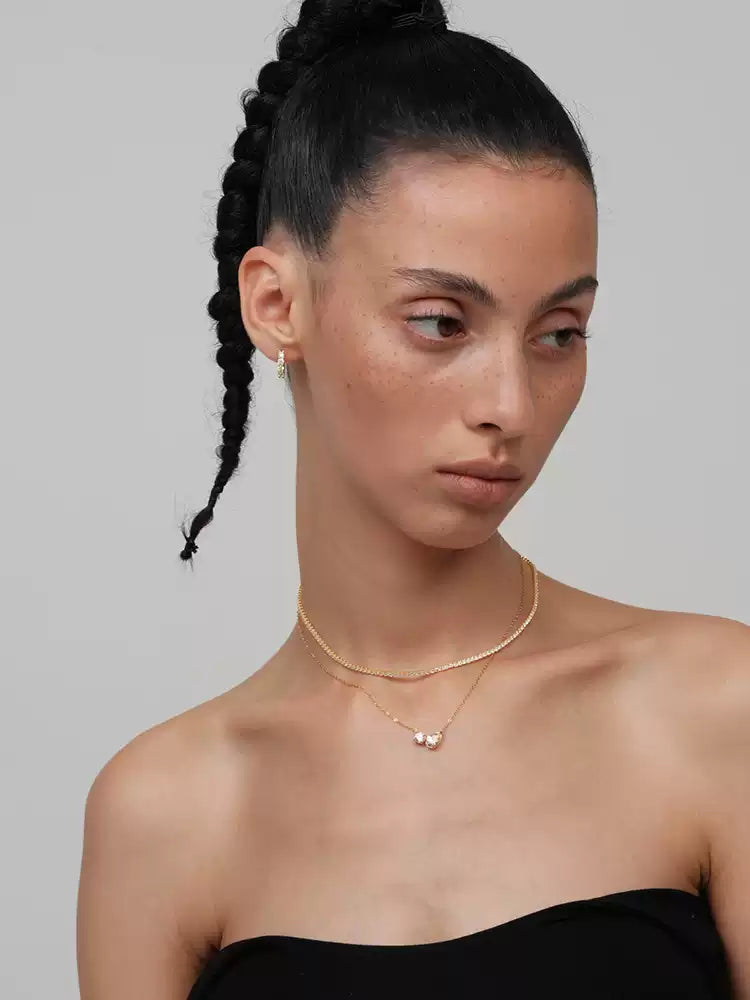 Waterdrop round diamond collar necklace