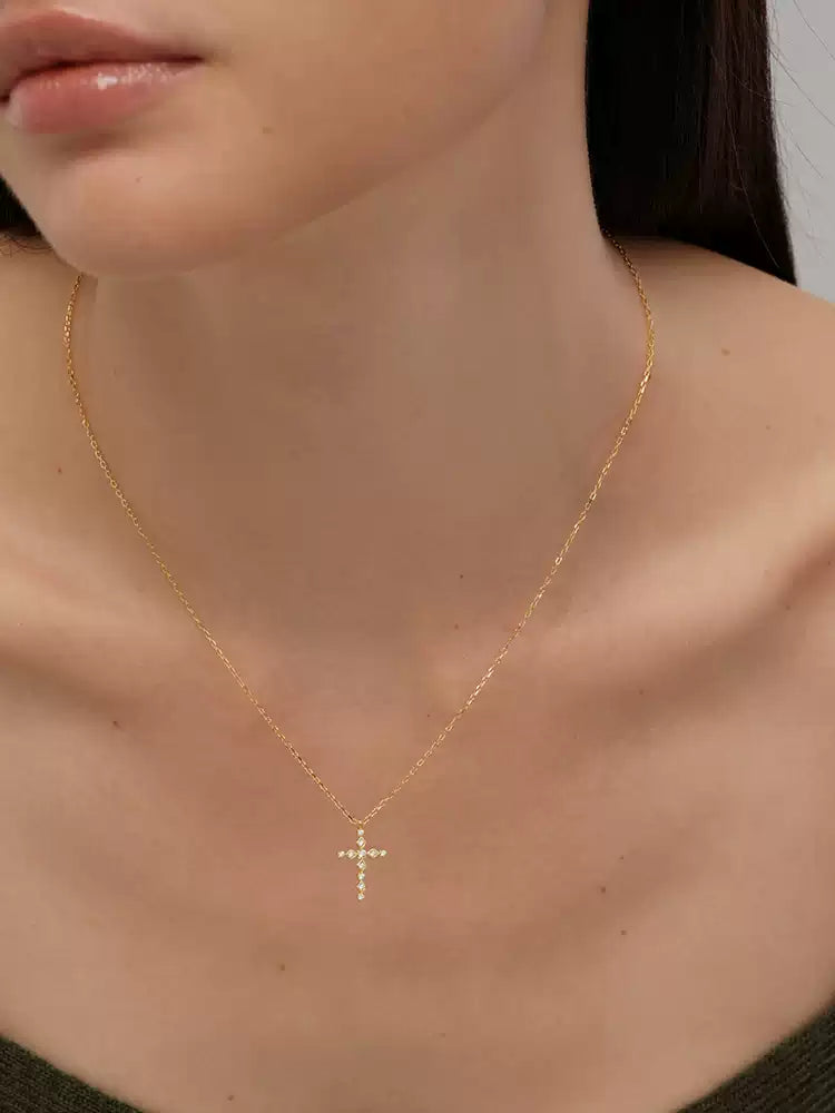 S925 pure silver mini cross necklace
