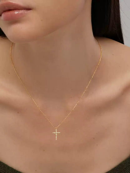 S925 pure silver mini cross necklace