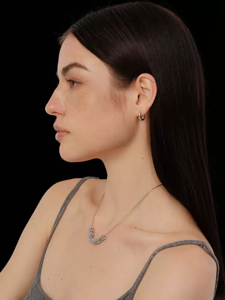 S925 pure silver doughnut-shaped large earlobe hoop earrings