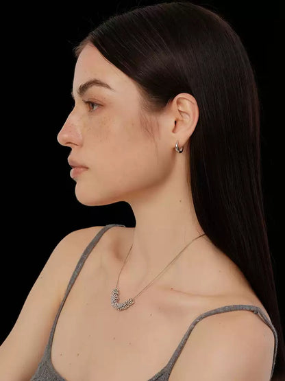 S925 pure silver doughnut-shaped large earlobe hoop earrings