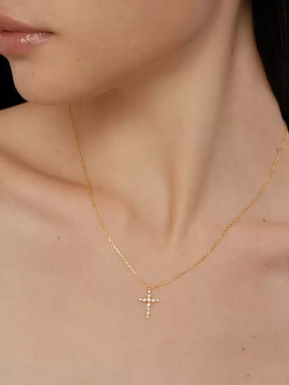 S925 pure silver mini cross necklace