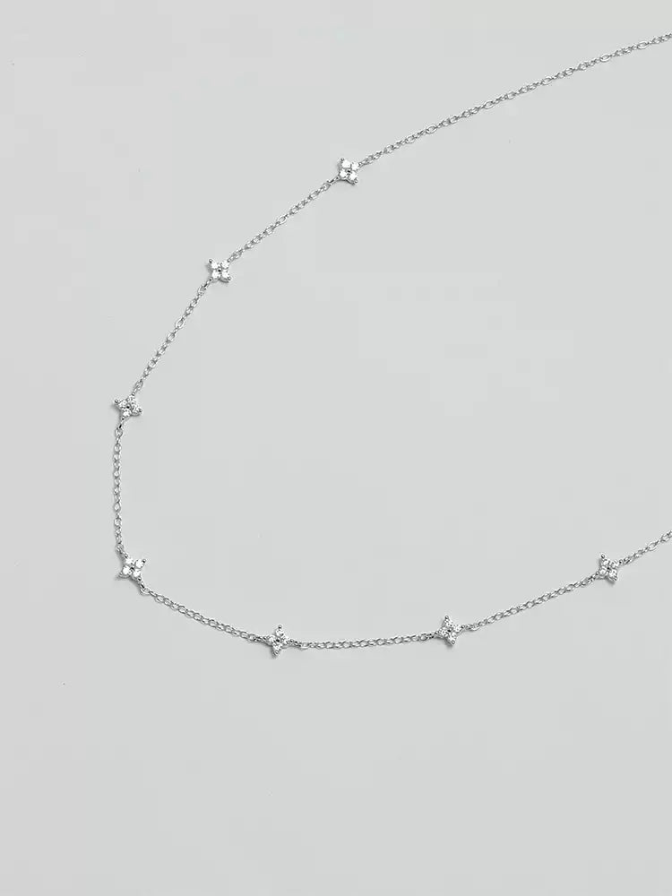 S925 pure silver mini four-leaf clover diamond necklace