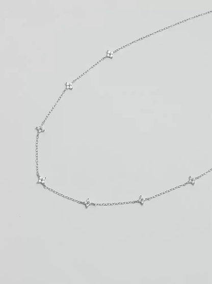 S925 pure silver mini four-leaf clover diamond necklace