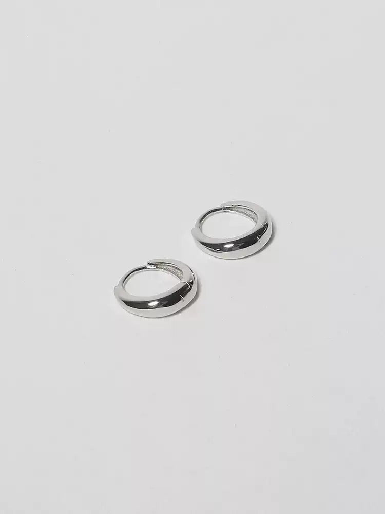 S925 pure silver doughnut-shaped large earlobe hoop earrings
