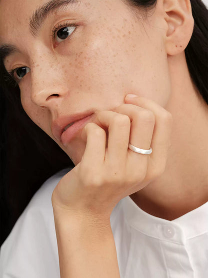 S925 pure silver minimalist hand-rubbed texture ring