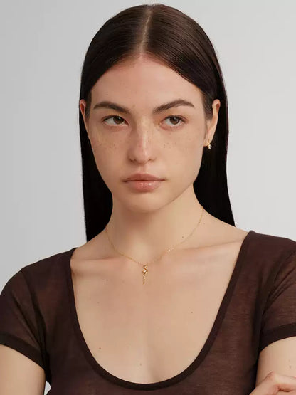 S925 pure silver hollow-punched engraved small keychain necklace