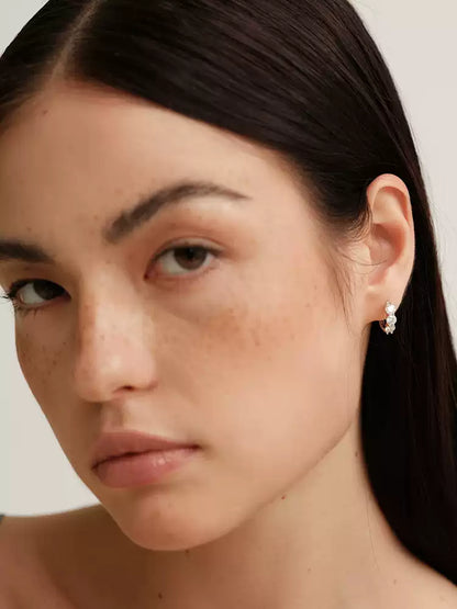 S925 pure silver round diamond classic simple ear loop