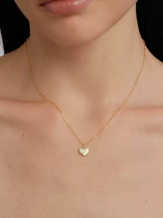 S9252 Pure Silver ILOVEYOU Heart Engraved Necklace