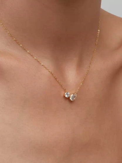 Waterdrop round diamond collar necklace