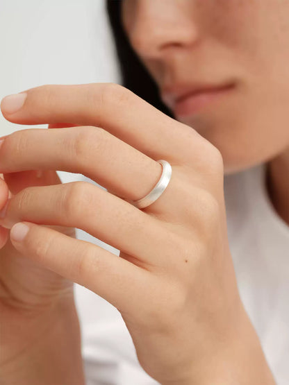 S925 pure silver minimalist hand-rubbed texture ring
