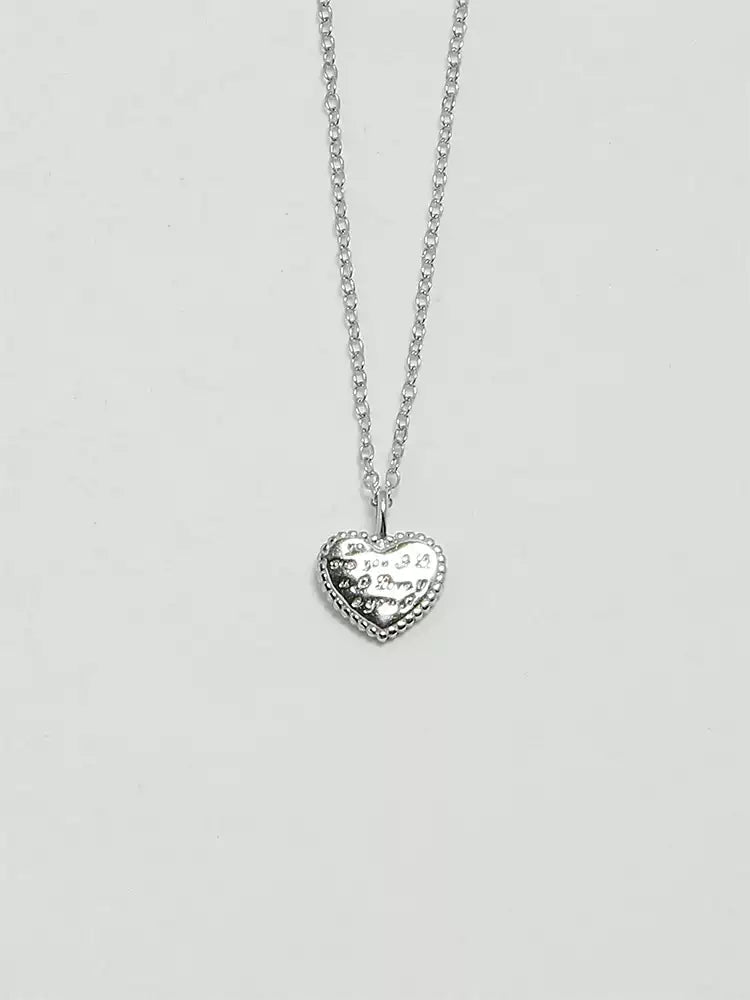 S9252 Pure Silver ILOVEYOU Heart Engraved Necklace