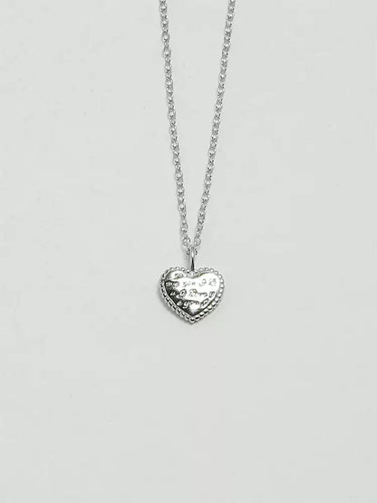 S9252 Pure Silver ILOVEYOU Heart Engraved Necklace