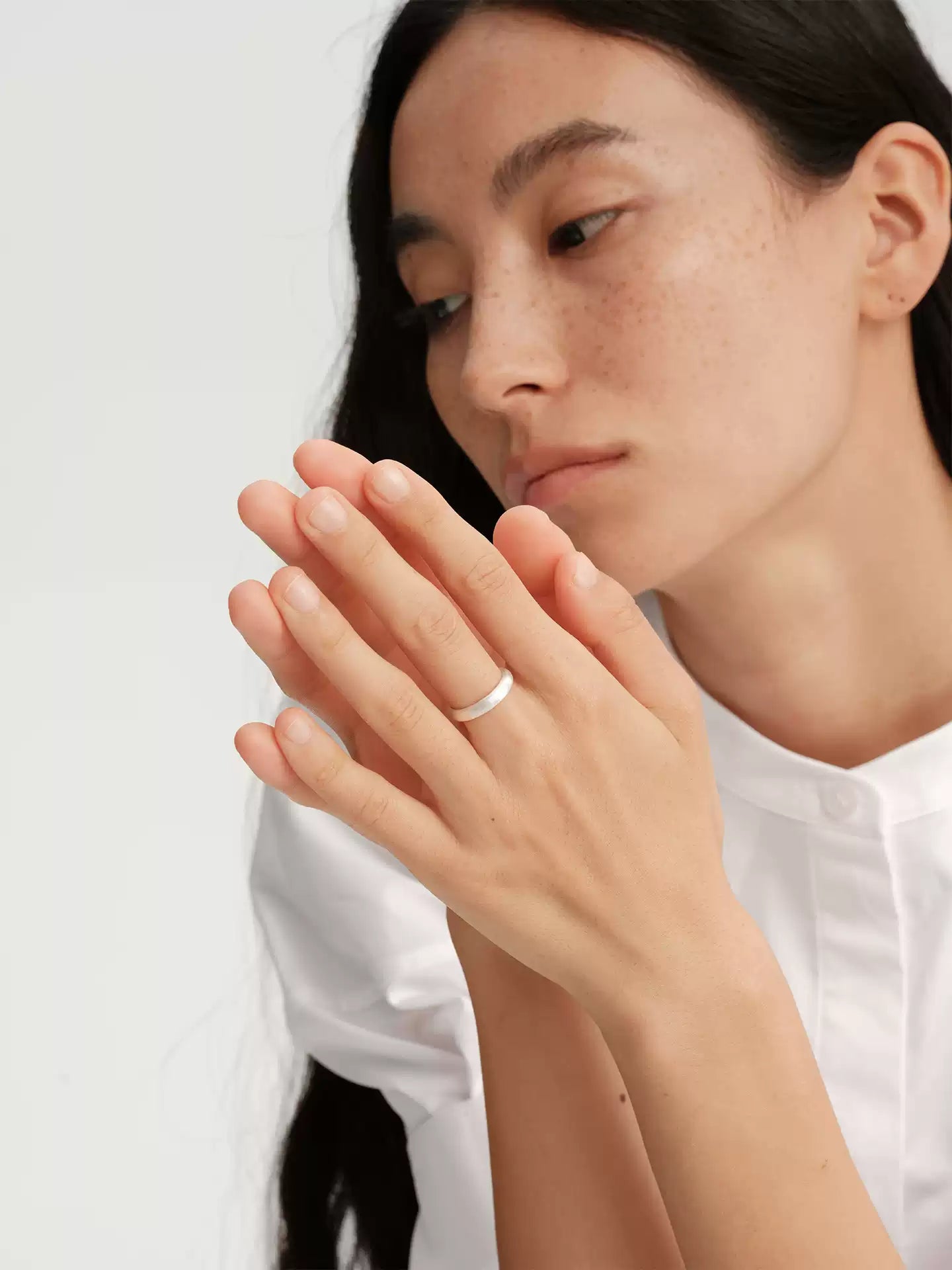 S925 pure silver minimalist hand-rubbed texture ring