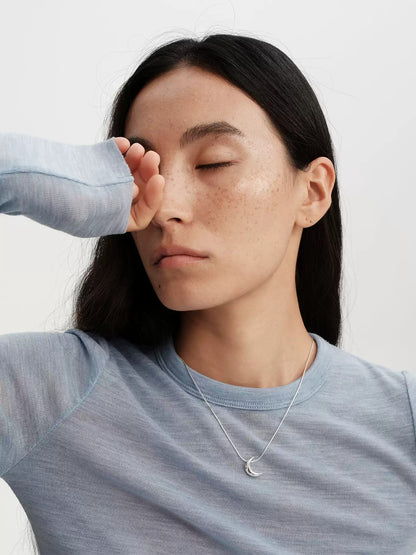 S925 pure silver three-dimensional solid small moon necklace