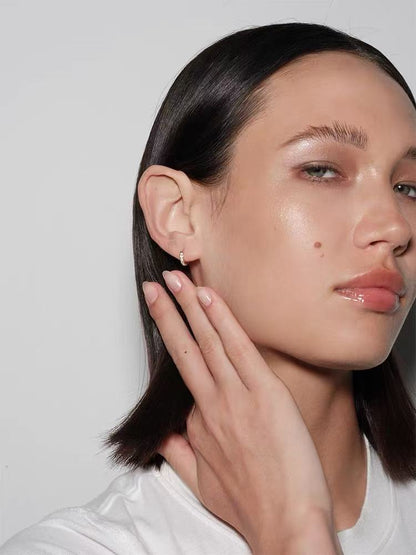 S925 pure silver mini small diamond ring-set colored zirconia small ear ring ear stud