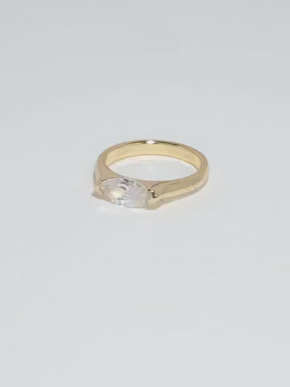 S925 sterling silver marquise cut zirconia minimalist ring