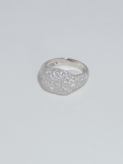 S925 pure silver star-shaped full-diamond oval ring